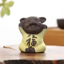Чай питомец креативная керамика, фиолетовый песок, чай любимый, удача, пять благословений, свинья чай любимый, орнамент, керамический орнамент глина