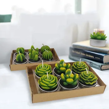 

Cactus Candle Simulated Succulent Plant Smokeless Scented Candle Valentine Day Gift Party Ornament Christmas Decoration for Home