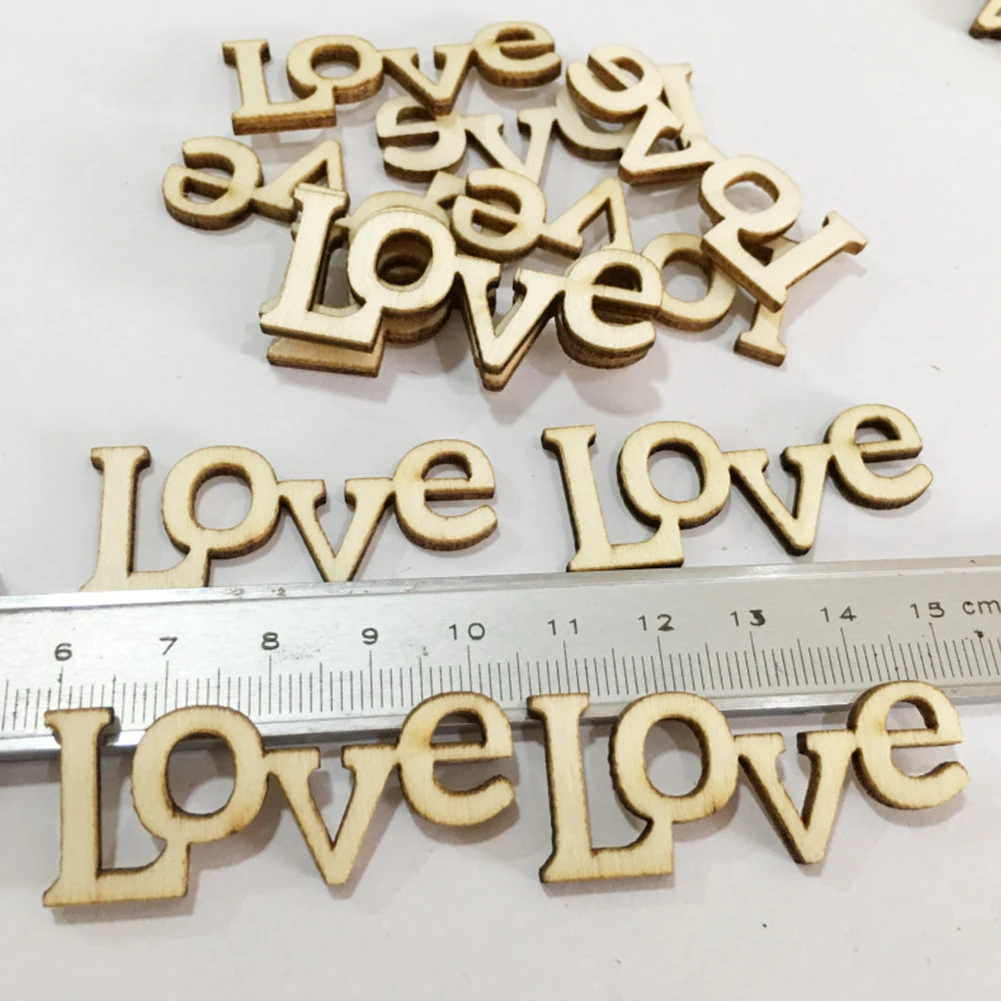 Small Ornaments 50PCS Gift DIY Crafts Home Scrapbooking Accessory Wooden Letters Decoration Love Letter DIY Party Handmade Word