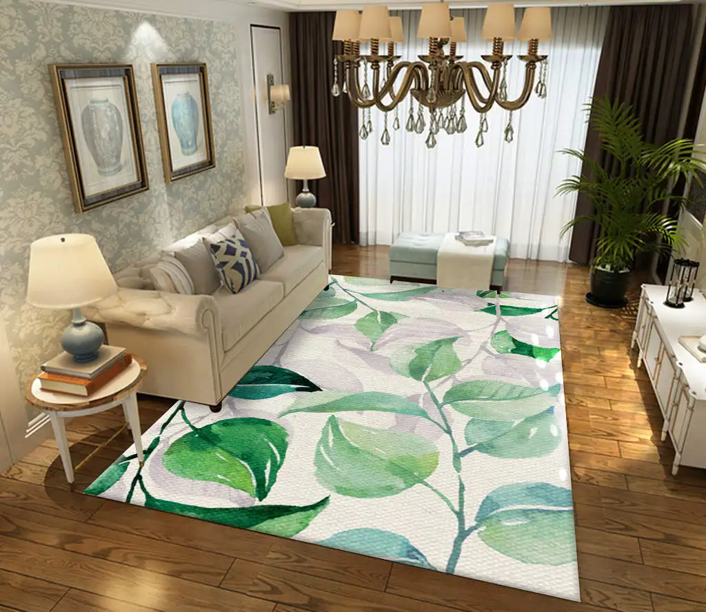 Vintage Plant Leaf Area Rug For Living room Bedroom Door Nordic Mat Carpet Bedroom Kitchen Floor Mats White Large Rug vloerkleed - Цвет: 21