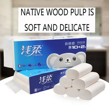 

12 Rolls/Lot Fast Shipping Roll paper Toilet Paper 4 Layers Bathroom Toilet Kitchen Paper Tissue Cleaning Paper Wood Pulp Paper