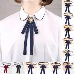 1PC Handmade Drilled Shirt Skirt Bow Tie Pearl Collar Flower JK Students Uniform Fashion Business Ribbon Bowtie Gift
