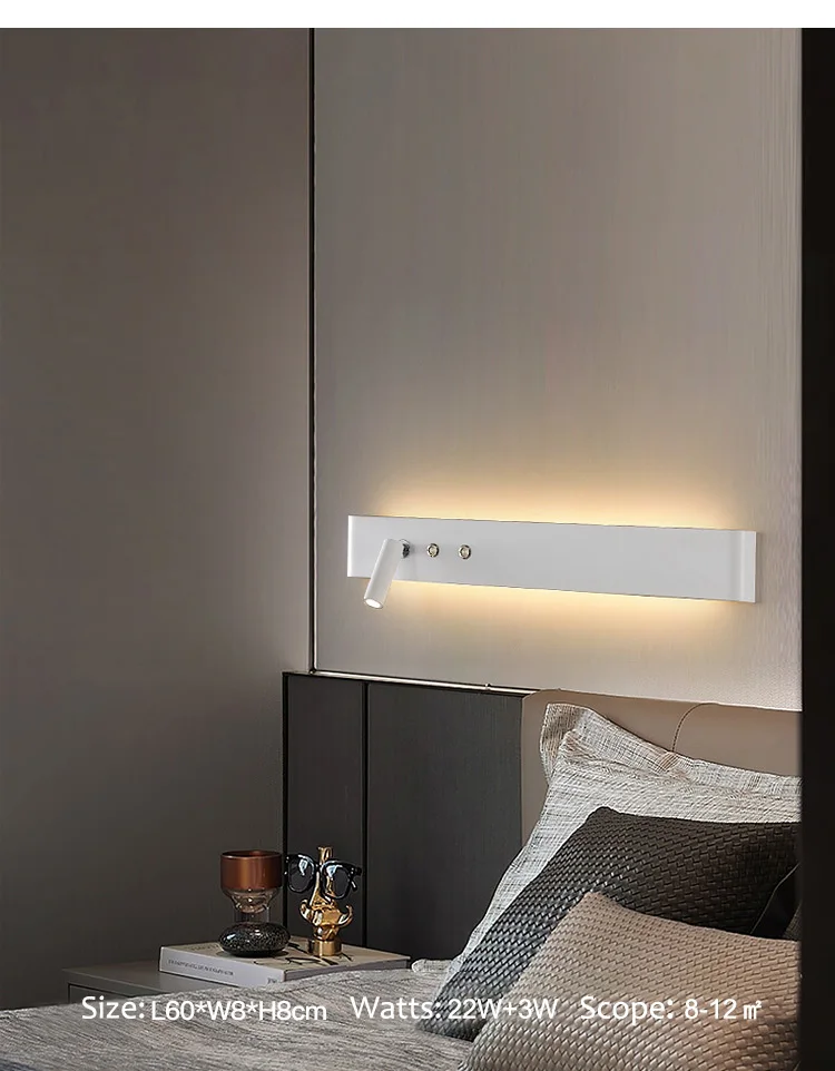 candle night ZEROUNO Modern LED Wall Lamp Multifunctional Reading Lamp Fixture Bed Room Headboard Reading Lamp night led Backlit Lights night lamp for bedroom wall