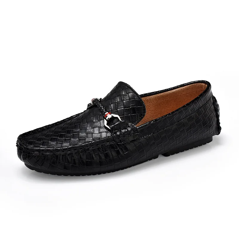 yut.-1756-Black Mocassin homme/модные мужские повседневные кожаные туфли-лоферы в британском стиле; мужские мокасины без застежки; Уличная обувь; zapatos hombre; Цвет Синий - Цвет: yut.-1756-Black