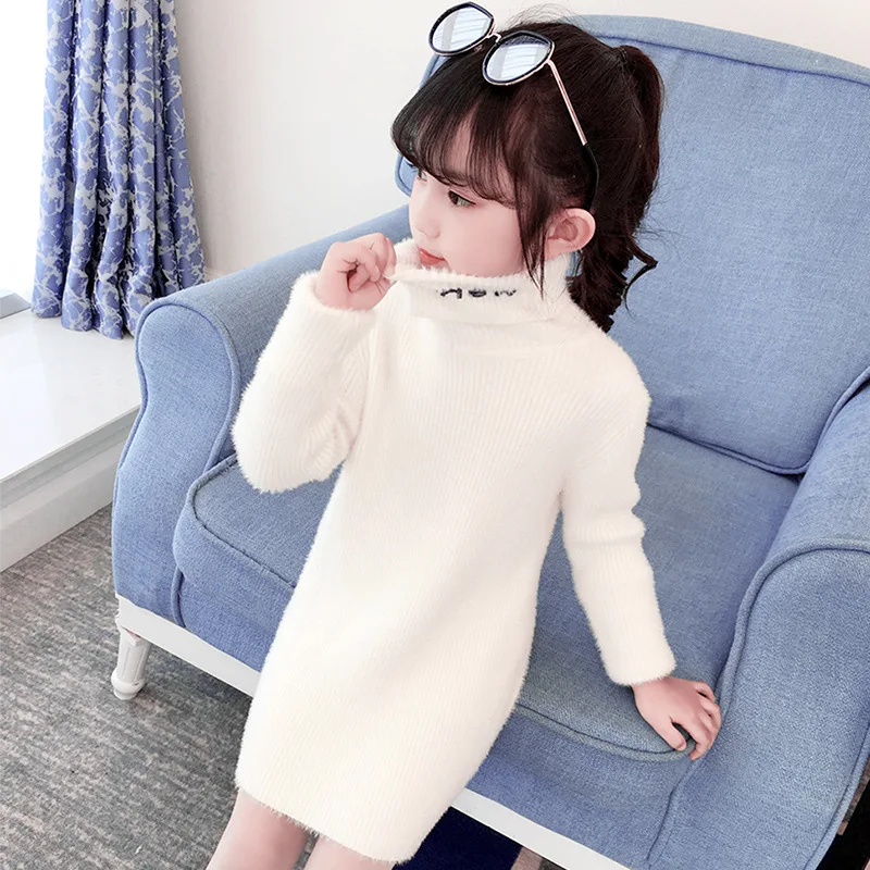 

Girls Mink Cashmere Sweater Sweater 2020 Autumn And Winter New Style Korean-style GIRL'S Western Style Sweater Long Base Shirt