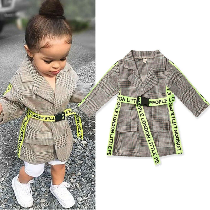 KONFA Teen Toddler Baby Girls Plaid Necktie Loose Wind Hooded Coat,1.5-5 Years,Winter Overcoat Outerwear Tops Clothes 
