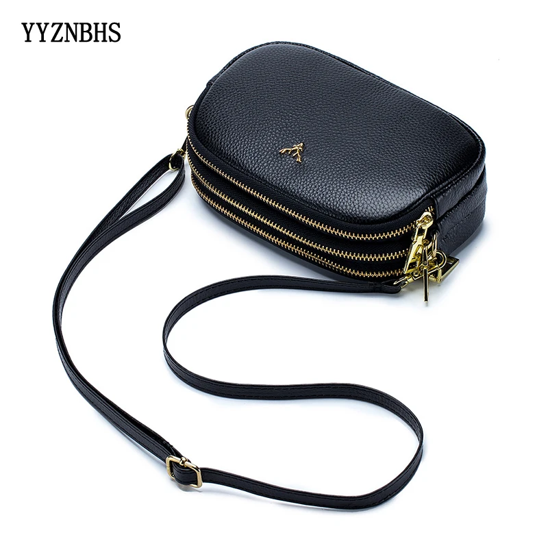 

Genuine Leather Ladies Purses Women Phone Wallets 3 Zippers Clutch Coin Purse Cards Keys Money Bag Crossbody Bag For Women 2021