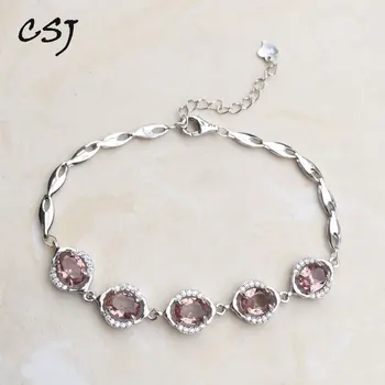 

CSJ New Design Bracelet Sterling 925 Silver Created zultanite Oval5*7mm Color Chance Fine Jewelry Women Wedding Party Gift