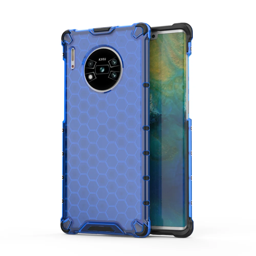 Blue Противоударный защитный чехол для huawei mate 30 30Pro, чехол с Сотами, прочный прозрачный чехол для huawei P30 P30Pro, Гибридный Силиконовый чехол - Цвет: Blue