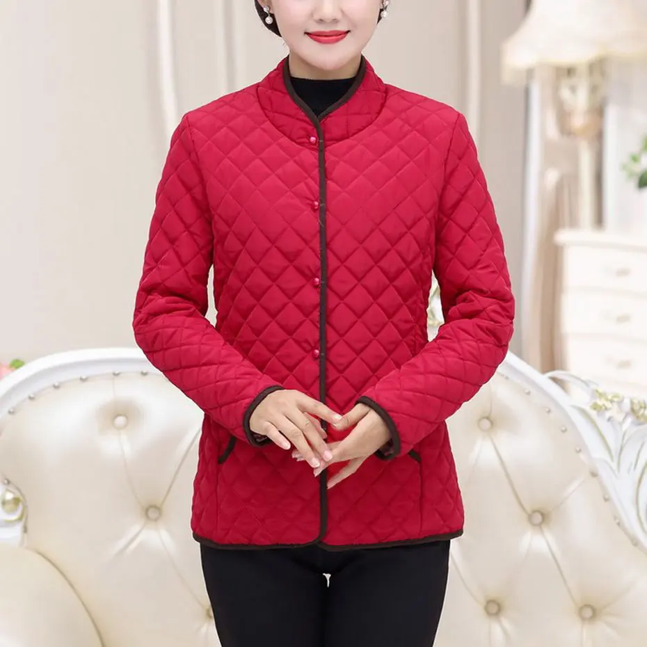 red 5xl красная стеганая хлопковая стеганая куртка, женская черная зимняя куртка, большие размеры, Пальто femininas chaqueta женская короткая куртка - Цвет: red