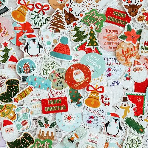 

45pcs/pack New Christmas Tree Festival Decorative Sticker Scrapbooking Adhesive Stickers Diary Albums Cute Papeterie Stationery