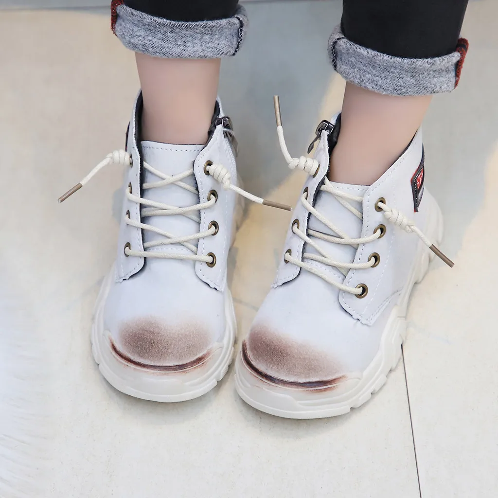 Детские ботинки для маленьких мальчиков и девочек; спортивные короткие ботинки; Повседневная обувь; зимние сапоги на мягкой подошве для малышей; обувь принцессы без шнуровки