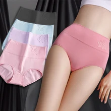 Cotton women's panties elastic soft large size 4XL Underpanties Embossed ROSE Ladies underwear Breathable sexy High waist briefs