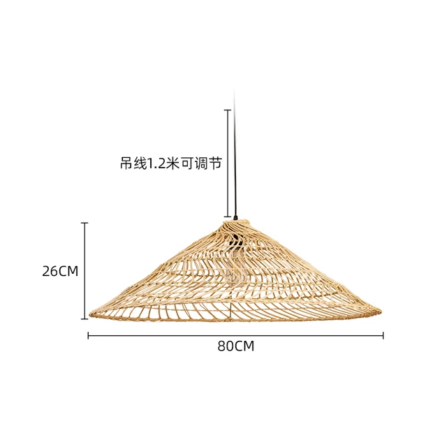 Hand-woven umbrella-shaped rattan chandelier lampshade 6