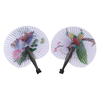 

2PCS Paper Folding Chinese Oriental Floral Hand Fans Wedding Favours Table outstanding quality