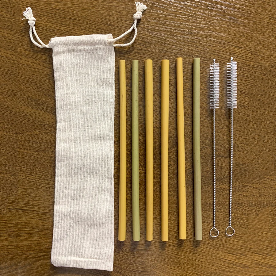6pcs Straws 13/11/9/6 шт. в комплекте деревянный набор столовых приборов бамбуковая соломка набор посуды с тряпичной сумкой в комплекте ножей, вилок и ложек дорожные сумки оптом - Цвет: 6pcs Straws
