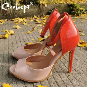 

Coolcept Spring Summer Women Sandals Shoes Fashion Peep Toe Buckle Shoes Women New Color Collision Design Footwear Size 35-47