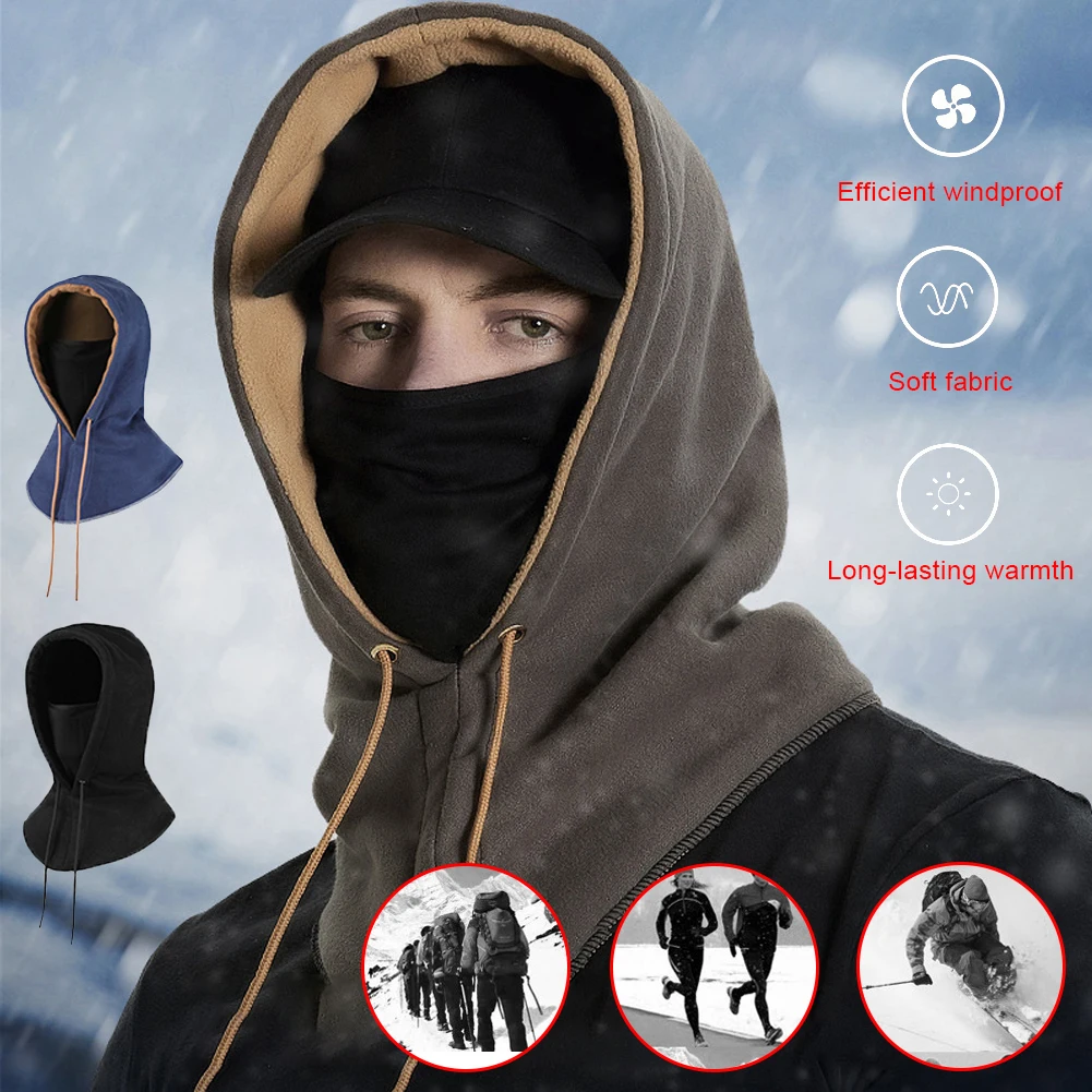 6 in1 Thermal Balaclava Neck Gaiter Winter Ski Mask Full Face Cap Motorcycle Hat