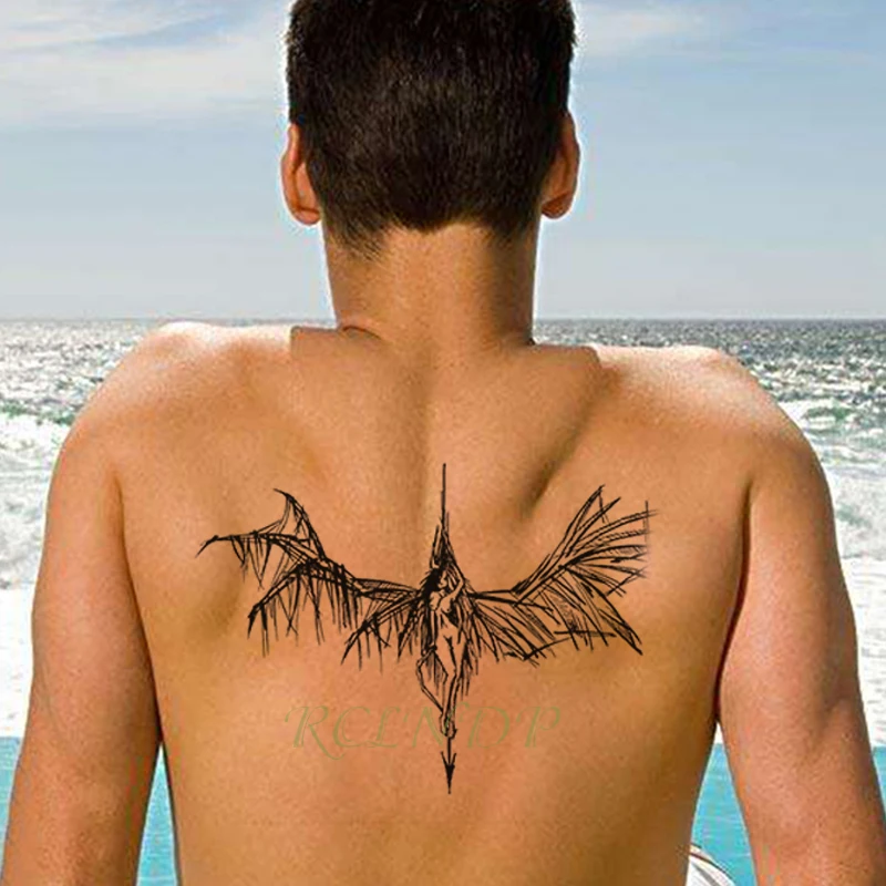 

Waterproof Temporary Tattoo angel wing sexy girl arrow Sticker flash tatto fake tatoo large tattoos for women men lady