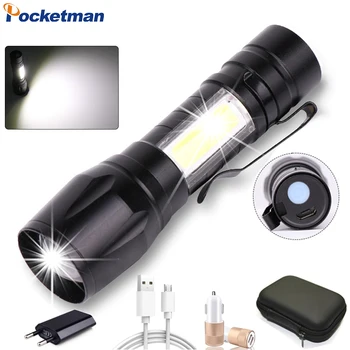 

Super Bright Flashlight USB Rechargeable LED Flashlight COB LED Torch Zoomable Torch Waterproof Flashlight with Built-in Battery