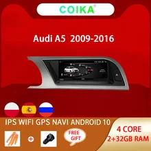 System Android 10 ekran samochodowy dla Audi A5 09-16 WIFI Google 2 + 32GB RAM BT nawigacja GPS odbiornik IPS Touch odtwarzacz Stereo