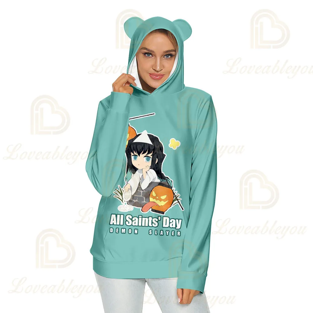 

Demon Slayer Funny Cartoon New Cool Anime Cat Ears Hoodie Kids Boys Kimetsu No Yaiba Sweatshirt Hip Hop Hoody Streetwear