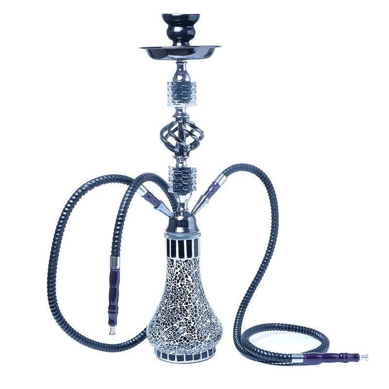 

Glass Double Hose Hookah Shisha Pipe Glass Vase Double Pipe Shisha Ceramic Bowl Tongs Complete Traditional Home Hookah Set