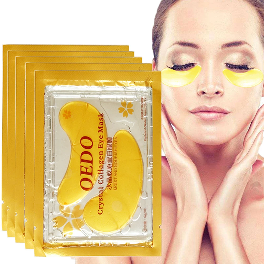 

OEDO 1 Pair 24k Gold Crystal Collagen Eye Mask Eye Patches For Eye Care Dark Circles Remove Anti-Aging Wrinkle Skin Care TSLM1