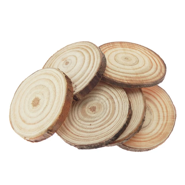 5 pz/pacco 4-8cm pino naturale rotondo incompiuto fette di legno cerchi con  corteccia di