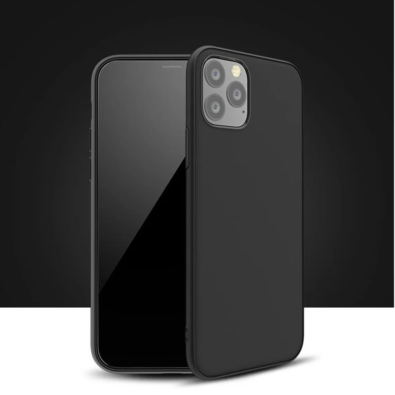 

Leather Material Phone Case For iPhone11 xsmax xs xr x 6s 6 7 8 Plus TPU All-Inclusive Frosted Edge Ultra-thin Silicone Black