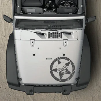

For 3XDistressed Army Star Graphic Decal Renegade Side Hood Vinyl Wrangler Skull