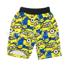 Стиль, летняя одежда, Мультяшные маленькие желтые люди, с принтом, с петельками, ворсовые шорты, универсальные пляжные шорты