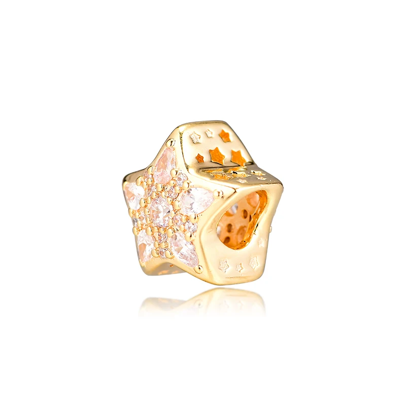 DIY подходит для браслетов Pandora Charms Shine Celestial Star Beads 925 пробы-серебро-ювелирные изделия