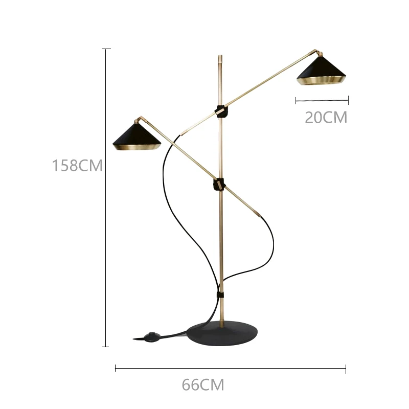 Промышленный Железный светодиодный напольный светильник для гостиной, современный напольный светильник, освещение для спальни, кабинет, регулируемая стоящая лампа - Цвет абажура: Черный