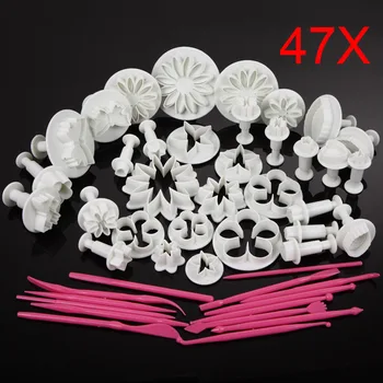 

47 Pcs Sets DIY Sugar Craft Cake Decorating Fondant Icing Plunger Tools Mold JS23
