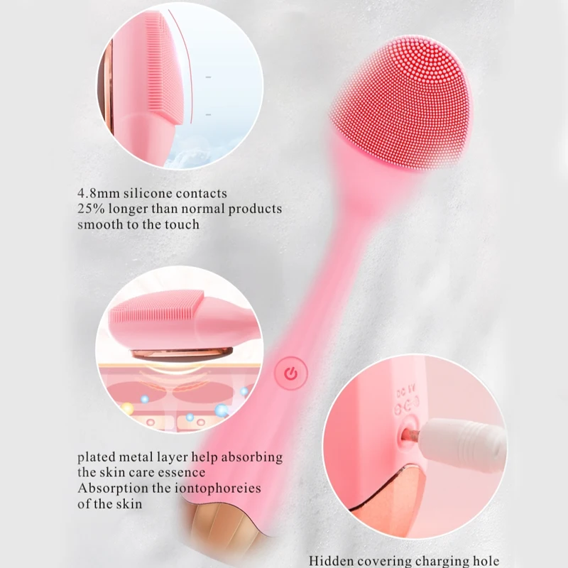 Silicone Facial Cleansing Brush Electric Face Clean Device Facial Massager Skin Cleaner Sonic Vibration Deep Pore Cleaning Brush images - 6