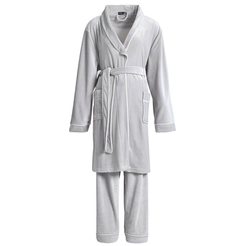 

Coral Fleece Nightwear Thick Men Robe Winter New Flannel Sleepwear Kimono Bathrobe Gown Soft Home Clothes Oversize Nightgown