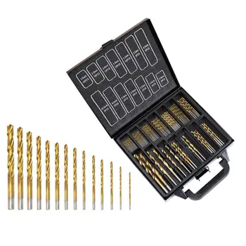 

OOTDTY Titanium Coated HSS Drill Bit Set 99 Pcs Piece And Case Wood Metal Kit 1.5-10mm A5YD