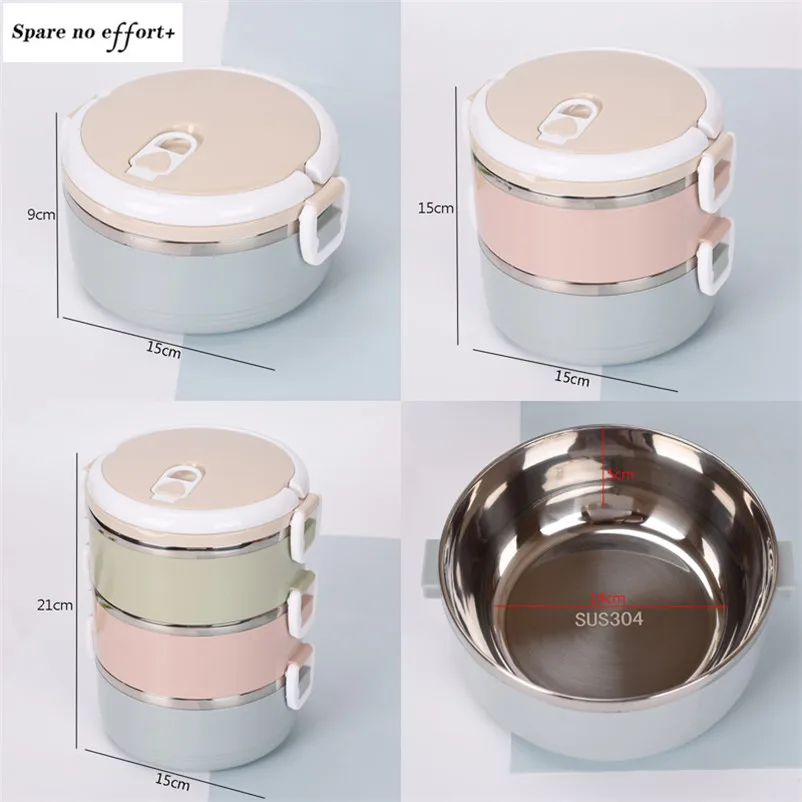 Переносная коробка для завтрака 1/2/3 слоя нержавеющая сталь 304 посуда Bento Box детей