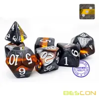 Bescon Mineral Rocks GEM VINES Polyhedral D&D Dice Set of 7, RPG Role Playing Game Dice 7pcs Set of AMBER 2