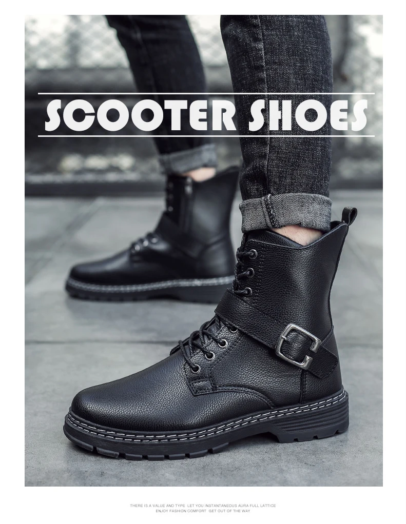 Зимние ботинки; мужские кожаные ботинки для скутера; высокое качество; botas hombre; Zapatos De Hombre; Мужская обувь; Повседневная обувь; коллекция года