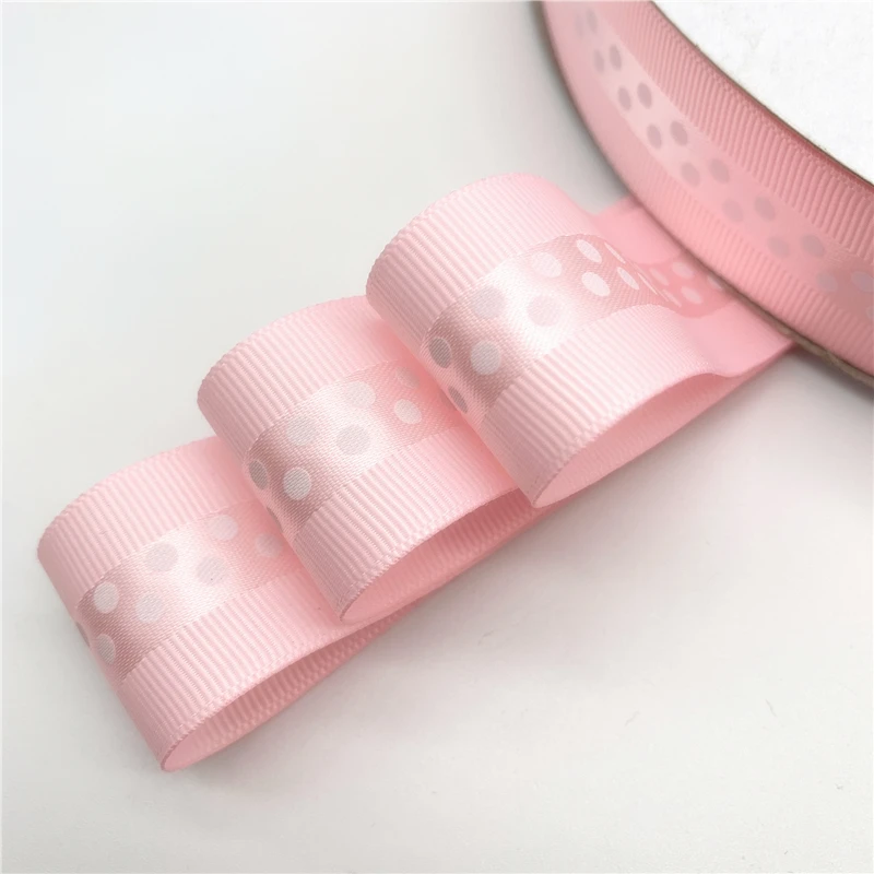 5 ярдов/партия 1 ''(25 мм) корсажная лента с принтом атласная лента в горошек для волос бант вечерние Рождественские Свадебные украшения - Цвет: Pink