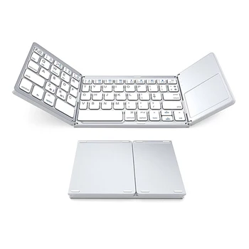

Portable folding ultra-thin Tri-fold Bluetooth wireless Bluetooth keyboard with touchpad phone tablet White New