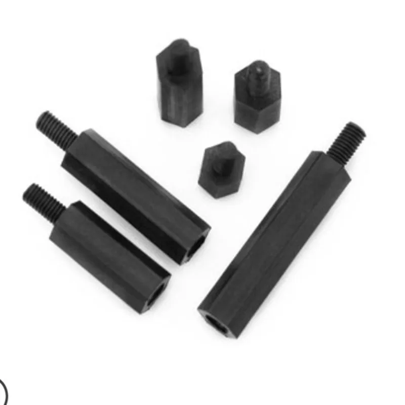 Male to female M2 M2.5 M3 M4*L+6 Black Hex Nylon Standoff Spacer Column Flat Head Nylon Plastic Spacing Screws 20-50Pcs nylon spacer screw,nylon screw,pcb screw spacer,plastic standoff spacer