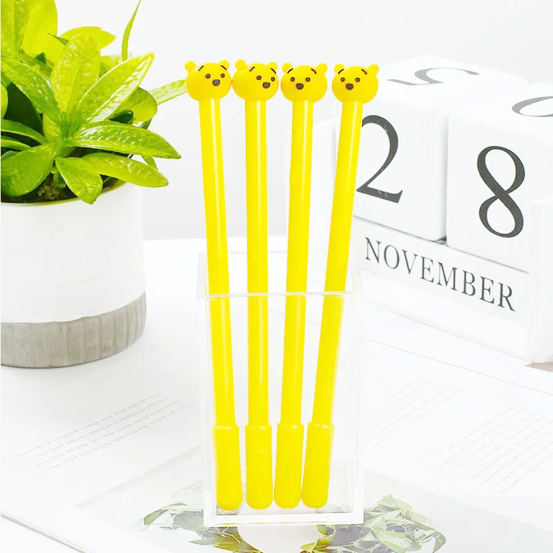 

12pcs Cute Winnie Pooh Anime Gel Pen Kawaii Animal Office School Supply Accessory Funny Kawai Cartoon Stationary Thing 0.5 0.38