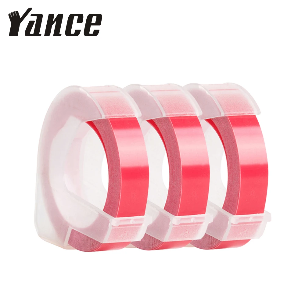 Yance 3 шт Розовый 9 мм 6 12 3D тиснение кассета для Dymo этикетка производитель ПВХ лента
