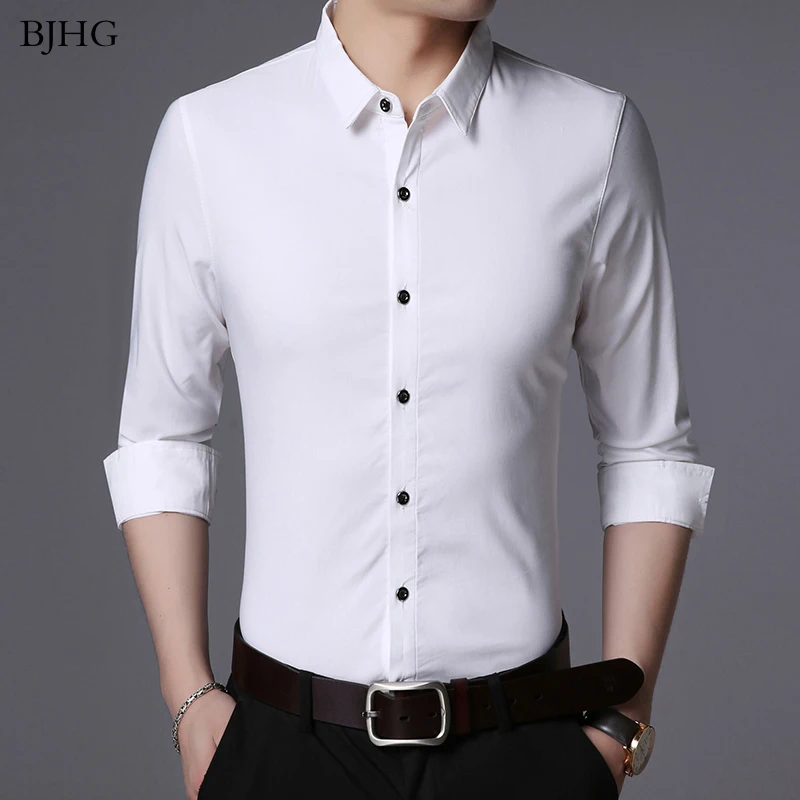 2019 New Fashion Brand Designer Shirt Men Dress Shirts Slim Fit Streetwear Long Sleeve Korean High 3