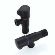 Bathroom Angle Filling Valve Faucets Black Copper Kitchen Cold Hot Mixer Tap Triangle Valve Home Improvement