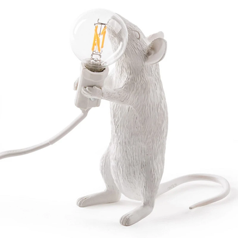 

Modern Resin Mouse Table Lamp LED Rat Table Lamp Desk Kids'Gift Room Decor LED Night Lights EU Plug Standing Rat