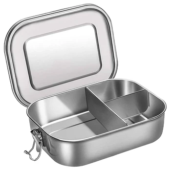 

AFBC Stainless Steel Bento Box Lunch Container,3-Compartment Bento Lunch Box for Sandwich and Two Sides,1400 Ml Food Container f